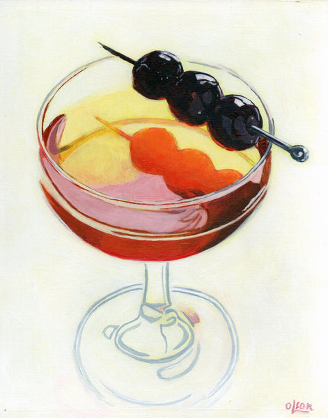 Manhattan Cocktail Fine Art Print of Original Acrylic Painting - Christopher Olson Art